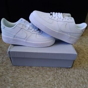 All white Nike air force 1